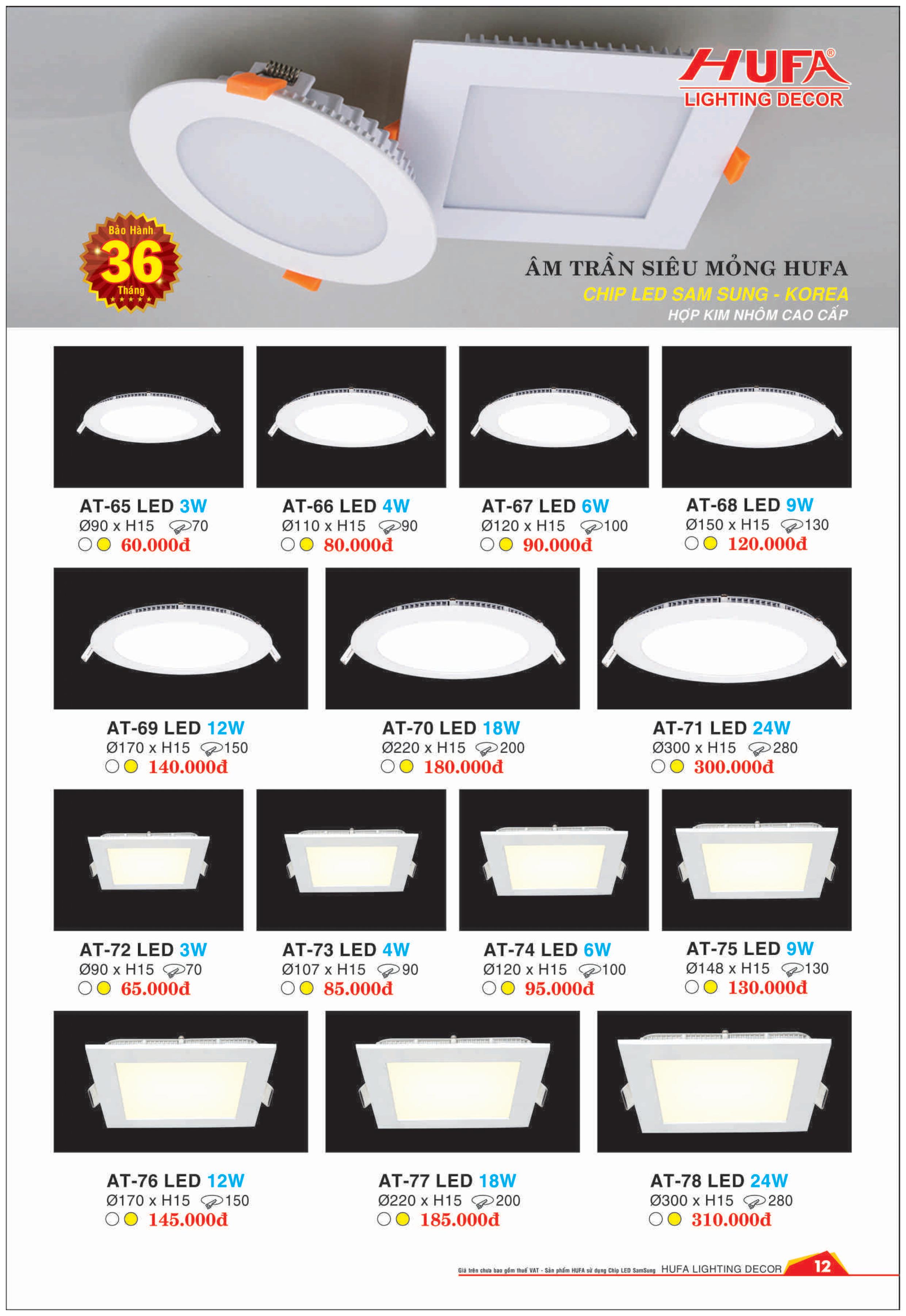 Đèn led âm trần